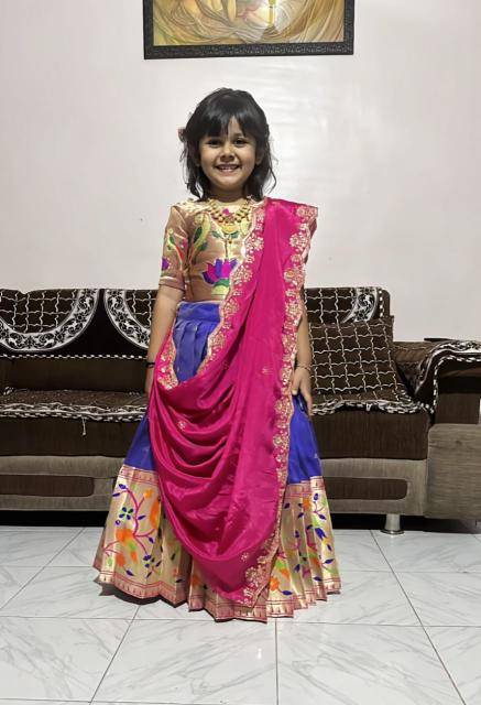 kids lehenga choli paithani silk Surat kids wear wholesale market